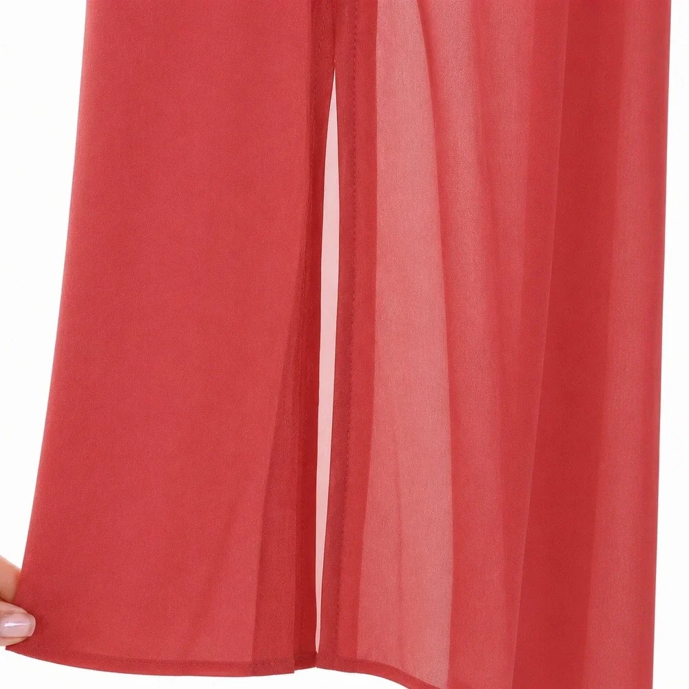 Lulus Pink Sheer Colorblock Maxi Dress M Cover Up Deep V Back Resort Chic Beach